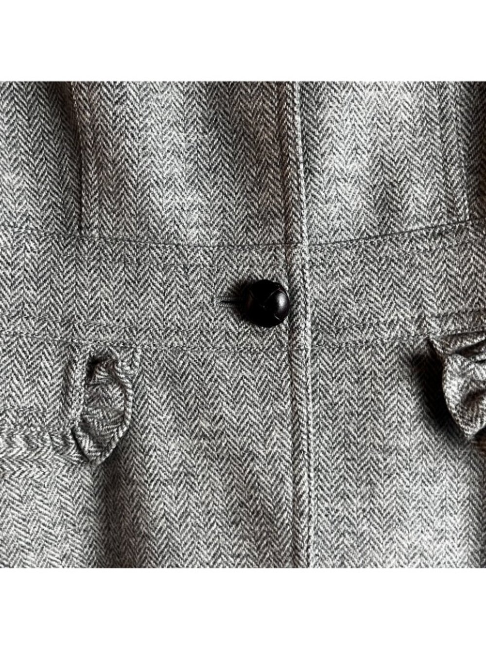 J.Crew VTG Blazer Jacket Womens 8 Gray Wool Herringbone Ruffle Preppy Career - Picture 4 of 12